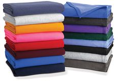 Port & Company® 7.8-ounce, 50/50 Cotton/Poly Core Fleece Blanket - 50 x 60